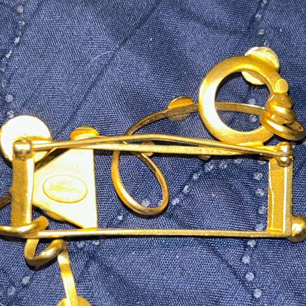 G.N. Buonanno Vintage Gold Brooch with Multicolor Accents - Picture 2 of 7